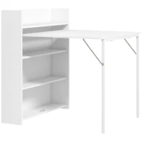 HOMCOM Mesa Plegable de Comedor Mesa de Cocina con Ala Abatible 4 Compartimentos Hasta 3 Personas 78,5x91x93 cm Blanco(m-1)