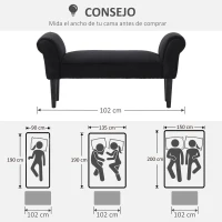 HOMCOM Banco Pie de Cama Tapizado en Lona con Patas de Madera Reposabrazos y Asiento Acolchado Gris Oscuro(m-6)