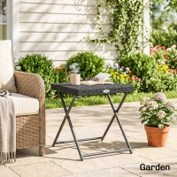 Outsunny Table basse pliable de jardin style cosy chic dim. 40L x 40l x 40H cm acier résine tressée noir(m-9)