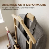 HOMCOM Suport de Haine din Bambus cu Roți, Umerașe, Bare, Tavă și Poliță, pentru Dormitor și Hol, Stejar(m-7)