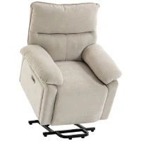 HOMCOM Sillón Relax Elevador con Masaje y Calefacción para Mayores Blanco Crema(m-1)