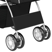 PawHut Dog Pram, Pet Stroller with Reflective Strips, Foldable Cat Stroller with 360° Swivel Wheels, Black(m-10)
