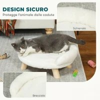 PawHut Cuccia divanetto sfoderabile per cani e gatti con schienale, 47x40x20 cm, crema(m-7)