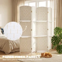 HOMCOM Freestanding Privacy Screen, 4 Panel Folding Room Divider for Living Room, Bedroom and Office, 160 x 170cm, White(m-6)
