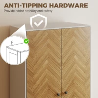 HOMCOM Cabinet Wood-Effect Sticker Surface, Modern Wardrobe with 2 Hanging Rods, 2 Storage Shelves and 2 Drawers, White(m-6)
