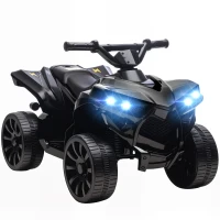 AIYAPLAY 6V Kids ATV, 4 Wheeler Electric Ride on Car with Music and LED Headlights, for Ages 18-56 Months Boys and Girls, Black(m-1)