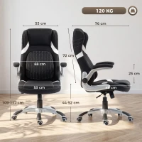 Vinsetto Sedia da Ufficio Ergonomica in Tessuto con Supporto Lombare e Altezza Regolabile, Nero(m-3)
