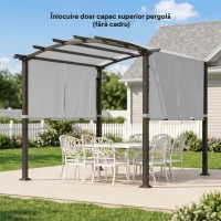Outsunny Prelată Pergolă Foișor 3x3 m cu Buzunare și Curele pentru Bare, din Poliester, 488x122 cm, Gri Deschis(m-8)