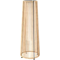 Outsunny Farola Solar Exterior de Ratán Sintético con Luces LED Encendido y Apagado Automático Impermeable Ø21,5x61 cm Natural(m-11)