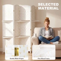 HOMCOM Freestanding Privacy Screen, 4 Panel Folding Room Divider for Living Room, Bedroom and Office, 160 x 170cm, White(m-7)