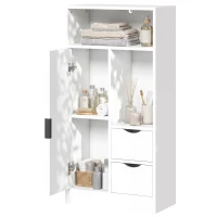 HOMCOM Armario de Baño con 2 Cajones Compartimento Abierto y Estantes Ajustables para Espacio Pequeño 50x25x100 cm Blanco(m-16)