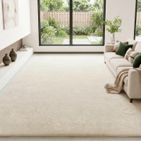 HOMCOM Alfombra Salón 160x230 cm Lavable en Lavadora Pelo Largo Estilo Moderno Tapete para Sala de Estar Dormitorio Crema(m-2)