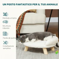 PawHut Cuccia divanetto sfoderabile per cani e gatti con schienale, 47x40x20 cm, crema(m-5)