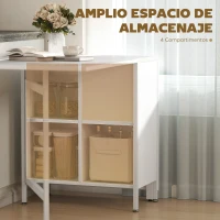 HOMCOM Mesa Plegable de Comedor con Alas Abatibles 4 Compartimentos 3 Formas para Cocina Salón 169x60x75 cm Blanco(m-6)