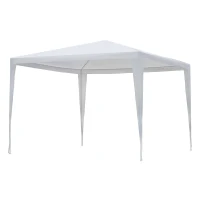 Outsunny Carpa Desmontable 3x3x2,45m Pabellón de Jardín de Tubo de Acero Anti-UV Pérgola Cenador para Terraza Patio Playa Blanco(m-11)