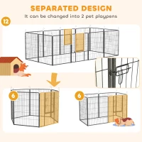 PawHut 12 Panels Heavy Duty Puppy Playpen, for Small Dogs, Indoor and Outdoor Use - Silver(m-7)