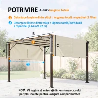 Outsunny Husă pentru Foișor Pergolă 3x3 m din Poliester cu Buzunare și Curele, 488x122 cm, Crem Alb(m-3)