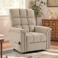 HOMCOM Fotoliu cu Ridicare Electrică, Fotoliu Relax Electric din Catifea cu Spătar Inclinabil, Telecomandă, Maro(m-2)
