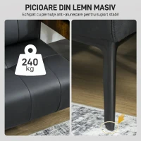 HOMCOM Canapea 2 Locuri din Piele Ecologică Fără Brațe, Matlasată cu Nasturi, 115x73x83 cm, Neagră(m-6)