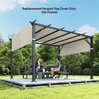 Outsunny 2 Pcs UV Protection Pergola Replacement Canopy, Pergola Shade Cover, Easy to Install, for 3 x 3(m) Pergola, Cream White(m-8)