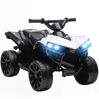 AIYAPLAY Quad Eléctrico para Niños 6 V Quad para Niños de 18 a 56 Meses Velocidad hasta 3 km/h Faros y Música 70x42x45 cm Blanco(m-1)