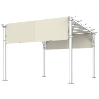 Outsunny Husă pentru Foișor Pergolă 3x3 m din Poliester cu Buzunare și Curele, 488x122 cm, Crem Alb(m-11)