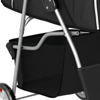 PawHut Dog Pram, Pet Stroller with Reflective Strips, Foldable Cat Stroller with 360° Swivel Wheels, Black(m-13)