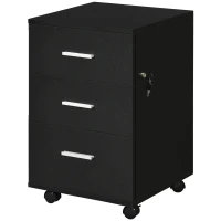 Vinsetto Bloco de Gavetas para Escritório Móvel de Arquivos com 3 Gavetas e Fechadura para Secretária Casa 40x40x61,5 cm Preto(m-1)