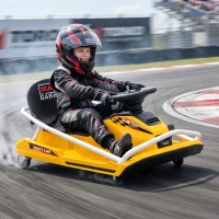 AIYAPLAY 24V Electric Go Kart for Kids with Drift Mode, 300W Brushless Motor, Soft Start and Dual Speed for Ages 6-10, Yellow(m-12)