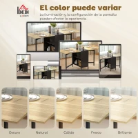 HOMCOM Mesa Plegable de Comedor con Alas Abatibles 4 Compartimentos 3 Formas para Cocina Salón 169x60x75 cm Natural Oscuro(m-8)
