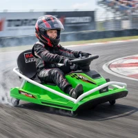 AIYAPLAY 24V Electric Go Kart for Kids with Drift Mode, 300W Brushless Motor, Soft Start and Dual Speed for Ages 6-10, Green(m-14)