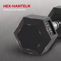 HOMCOM Hexagon Hanteln, 2er Set Hanteln mit gerändeltem Griff, Kurzhantelset aus Gusseisen, 2 x 4 kg, Kurzhanteln für Männer Frauen, Zuhause, Fitnessstudio, Krafttraining(m-5)