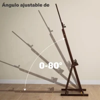 HOMCOM Caballete de Pintura 230 cm con Altura y Ángulo Ajustables Almacenamiento para Adultos Artistas Pintor Marrón(m-6)