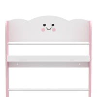 AIYAPLAY 4 Tier Kids Bookshelf, Children Bookcase with Anti-Tip Kit, Toddler Space-Saving Bookcase for Kids Room, Playroom, Pink(m-10)