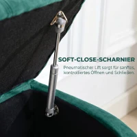 HOMCOM Hocker mit Stauraum, Sitztruhe, gepolstert, soft-close Deckel, Samtoptik, 118 x 45 x 45 cm, Dunkelgrau(m-5)