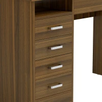 HOMCOM Scrivania PC con 5 cassetti, ripiano aperto e serratura, 110x50 cm, noce(m-9)