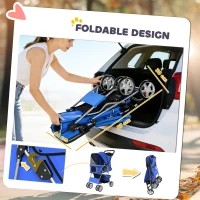 PawHut Dog Pram, Pet Stroller with Reflective Strips, Foldable Cat Stroller with 360° Swivel Wheels, Blue(m-5)