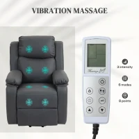 HOMCOM Riser and Recliner Chair with Vibration Massage, PU Leather Power Lift Chair for Elderly, Dark Grey(m-5)