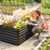 Outsunny Raised Beds for Garden, Galvanised Steel Outdoor Planters with Multi-reinforced Rods, 180 x 90 x 59 cm, Black(m-2)