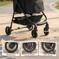 PawHut Dog Stroller, 3 in 1 Foldable Pet Stroller for Small Puppy Cat with Detachable Travel Carrier, Storage Basket, Black(m-8)