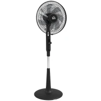 HOMCOM Standventilator leise mit Fernbedienung, 3 Modi, 28 Geschwindigkeiten, Mückenschutz & Oszillation, Schwarz(m-1)