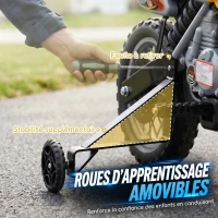 HOMCOM Moto électrique enfants, moto cross pour enfants avec batterie 6 V, phares, musiques et roues d'entraînement, 3 à 6 ans, charge 25KG, jaune et noir(m-6)