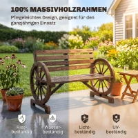 Outsunny tuinbank, ontwerp met wagenwiel, voor 2 personen, natuurlijk hout, donkerbruin, 105,5 x 56 x 79 cm(m-4)
