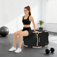 SPORTNOW Sprungbox, kantenfreie Ecken, Sperrholz, höhenverstellbar, Seitengriffe, Schwarz(m-8)
