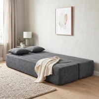 HOMCOM Sofa rozkładana, sofa podłogowa bez stelaża z grubą, wysokiej gęstości pianką, szerokim i głębokim siedziskiem, ciemnoszary(m-10)