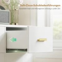 HOMCOM Schminktisch mit verstellbarem LED-Spiegel, Steckdosen, 6 Schubladen, 2 offene Regale, Weiß(m-8)