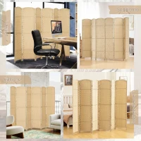 HOMCOM Paravento Divisorio da Interni Pieghevole a 6 Ante Intrecciato, 240x170 cm, Beige(m-7)