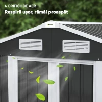 Outsunny Șopron de Grădină, 2 Uși Glisante Blocabile, Oțel Zincat, 2,6 m², Negru(m-7)