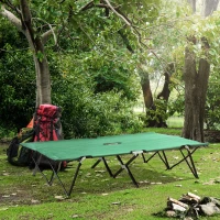 Outsunny campingbed opvouwbaar voor 2 personen campingbed opklapbed met draagtas tot 136 kg draagvermogen staal Oxford groen, zwart 193 x 125 x 40 cm(m-2)