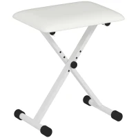 HOMCOM Klavierhocker Höhenverstellbare Klappbare X-förmige Klavierbank mit Kunstleder Kissen 39 x 29 x 37-47 cm Weiß(m-12)